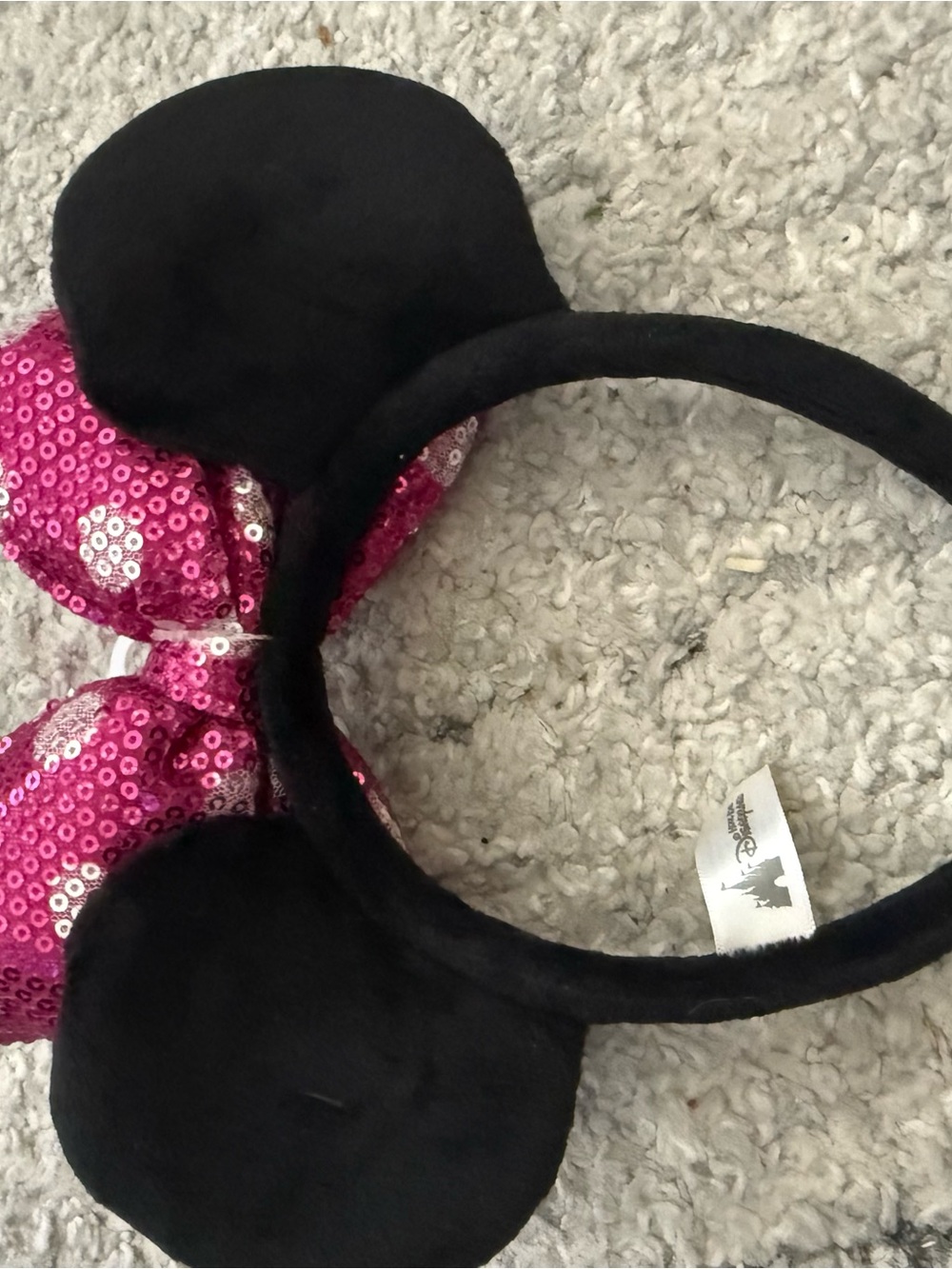Hong Kong Disney Pink Sequin Polka Dot Bow Minnie Ear Headband - Black - Picture 2 of 4